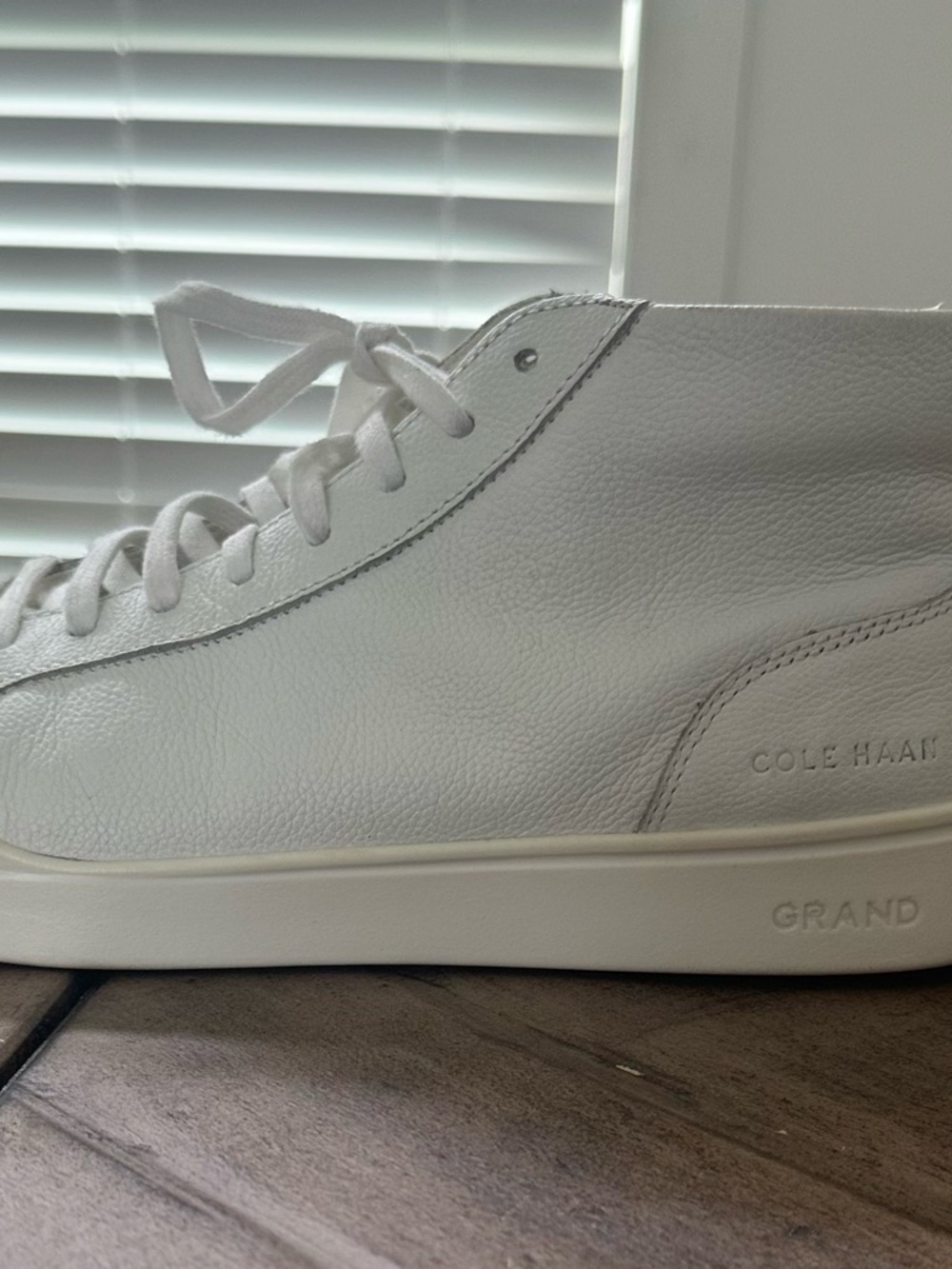 Men’s Cole Haan - Minimalist White Leather High-Top Sneakers - size 11.5 - Picture 3 of 8